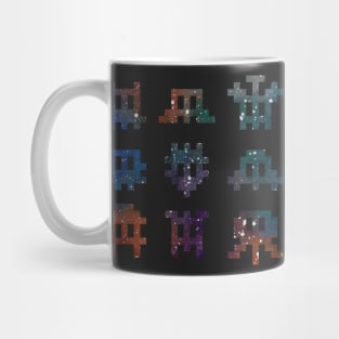 Watercolour Pixel Invaders Mug